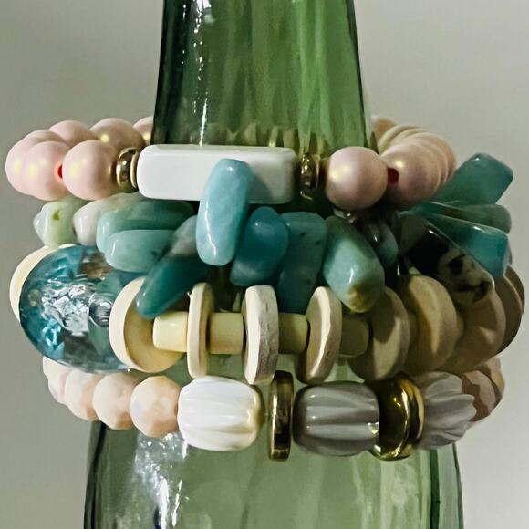 New Plunder “Hadleigh Brooke” Stackable Elastic Bracelet Set of 4 - Picture 4 of 5